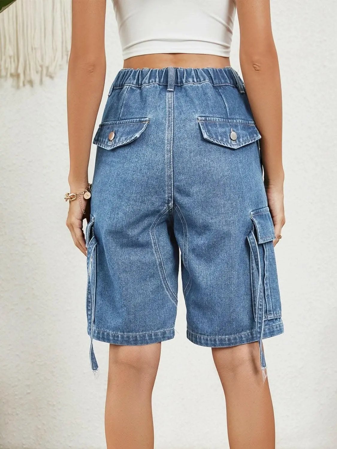Chic high-rise denim shorts - Love Salve